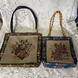 Vintage Floral Tapestry Handbags ~ Set of 2